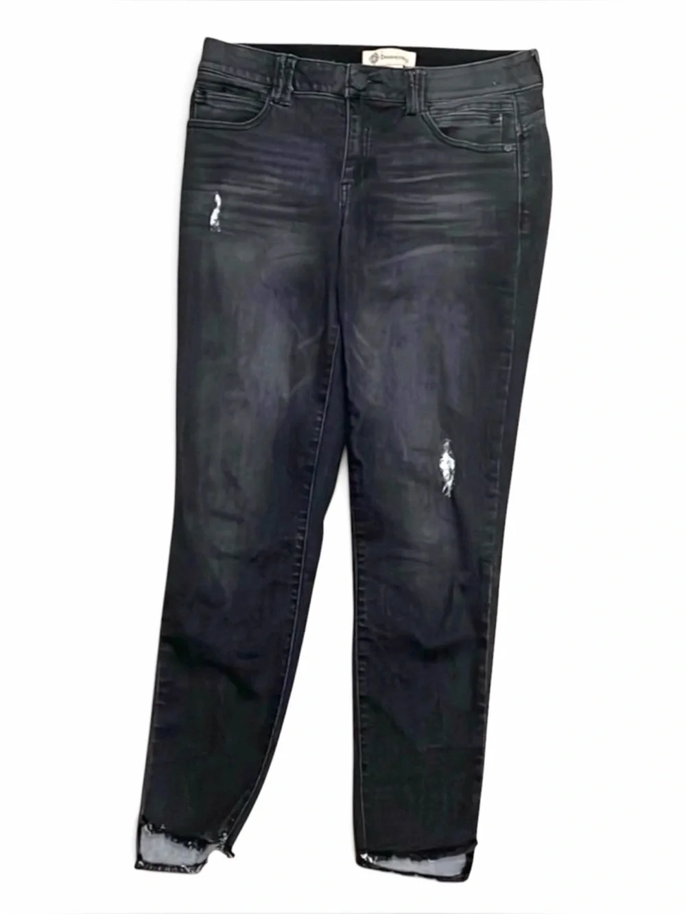 Democracy Ab Solution Raw Hem Ankle Jeans Black Stretch Size 10 Skinny